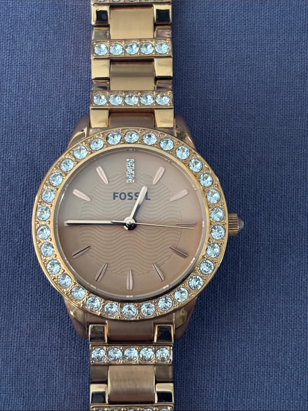 Fossil Women's Gold-Tone Crystal Bracelet Watch